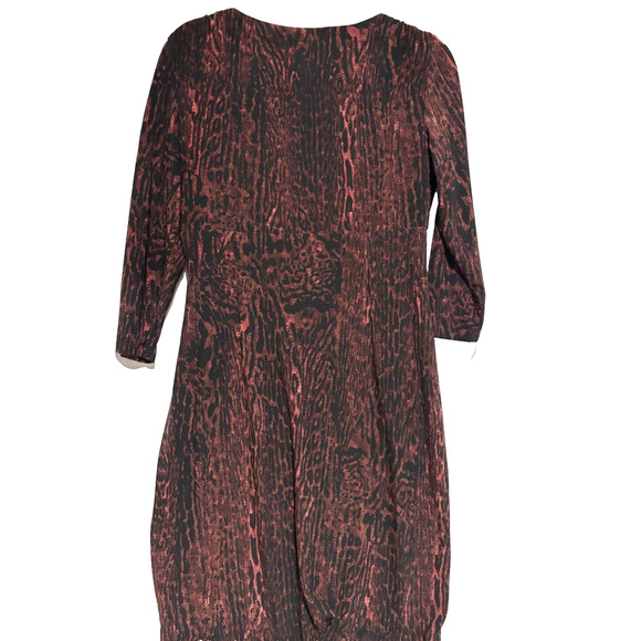 Ralph Lauren Green Label Dress Ruched Animal print Brown sz 10 y2k babydoll work - Picture 8 of 9